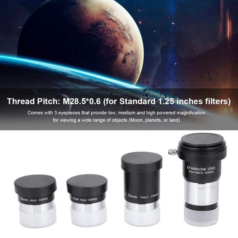 Pomya Astronomical Telescope Set Telescope Accessory Kit,Professional 1.25 inch Plossl Telescope Eyepiece Set 4/10/25mm + 2X Lens Kit for Astronomy - Image 3